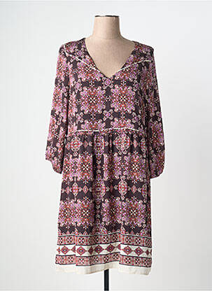 Robe mi-longue imprimé fantaisie manches longues violet IKKS femme