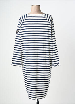 Robe mi-longue imprimé fantaisie manches longues blanc IKKS femme