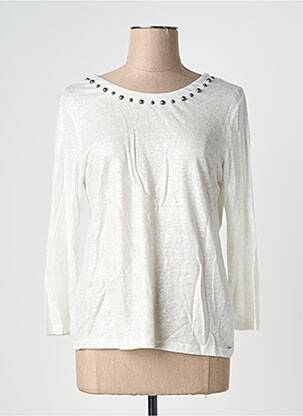 Top col rond manches longues blanc IKKS femme