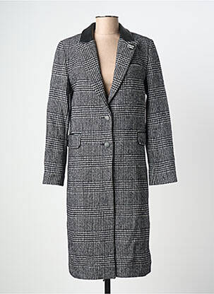 Manteau long coupe droite sans capuche noir IKKS femme