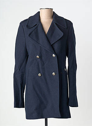 Manteau long coupe droite sans capuche bleu IKKS femme