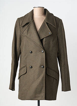 Manteau court coupe droite sans capuche vert IKKS femme