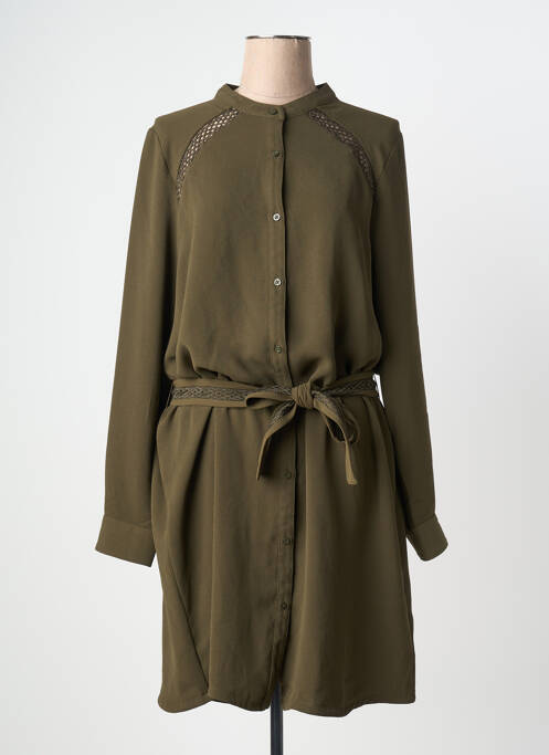 Robe mi-longue manches longues manches longues vert IKKS femme
