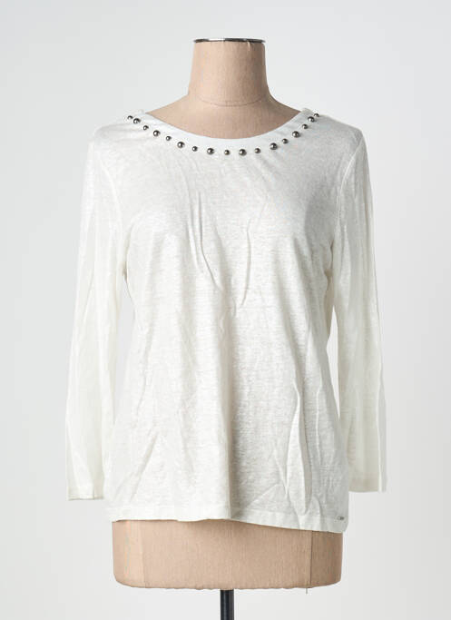 Top col rond manches longues blanc IKKS femme