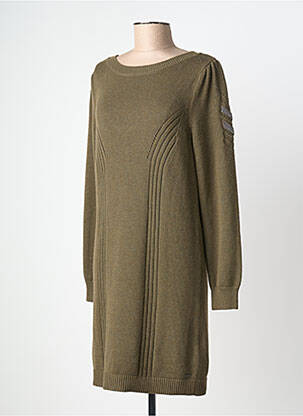 Robe pull stretch manches longues vert IKKS femme