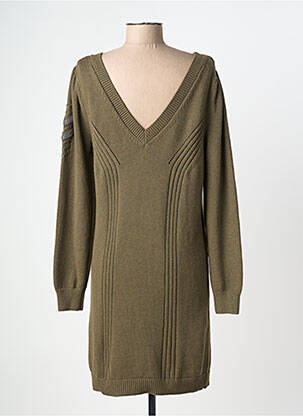 Robe pull stretch manches longues vert IKKS femme