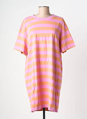 Robe mi-longue manches courtes manches courtes rose DES PETITS HAUTS femme
