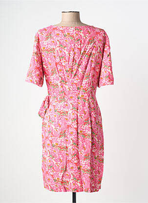 Robe mi-longue imprimé fleurs manches courtes rose DES PETITS HAUTS femme
