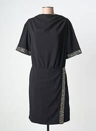 Robe mi-longue fermeture zippée au dos manches courtes noir IKKS femme