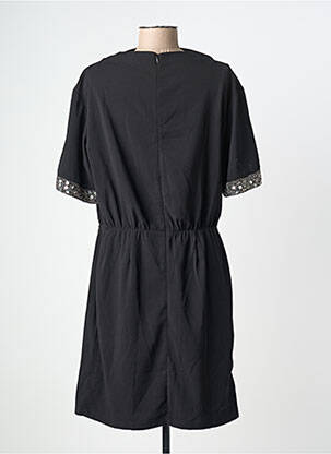 Robe mi-longue fermeture zippée au dos manches courtes noir IKKS femme