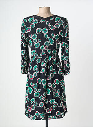 Robe mi-longue imprimé fleurs manches longues noir IKKS femme