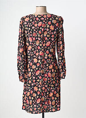 Robe mi-longue imprimé fleurs manches longues noir DES PETITS HAUTS femme