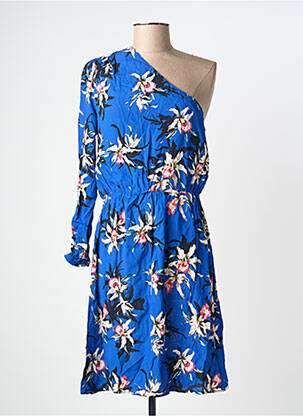 Robe mi-longue imprimé fleurs manches longues bleu IKKS femme