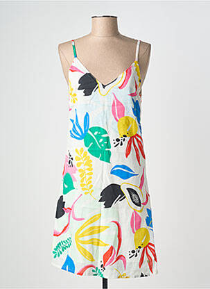 Robe mi-longue imprimé fleurs sans manche blanc LES TROPEZIENNES PAR M.BELARBI femme