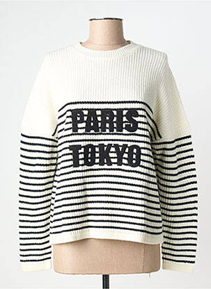 Pull coupe cintrée manches longues beige IKKS femme