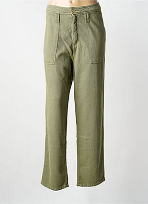 Pantalon chino fermeture zippée sous rabat boutonné taille normale vert REIKO femme