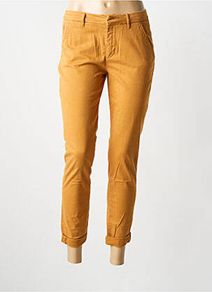 Pantalon 7/8 tissage popeline taille normale jaune REIKO femme
