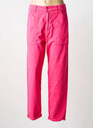Pantalon droit tissage popeline taille normale rose REIKO femme