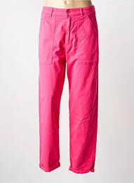 Pantalon droit tissage popeline taille normale rose REIKO femme