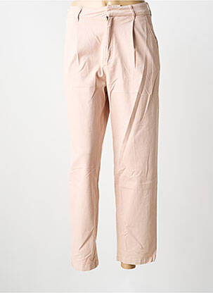 Pantalon chino tissage popeline taille haute rose REIKO femme