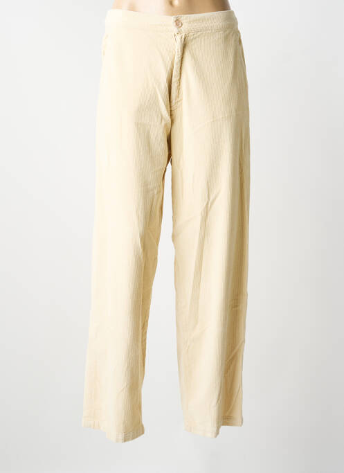 Pantalon large fermeture zippée sous rabat boutonné taille normale beige REIKO femme