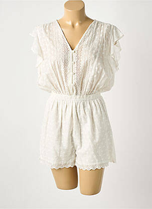Combishort tissage popeline manches courtes beige DES PETITS HAUTS femme
