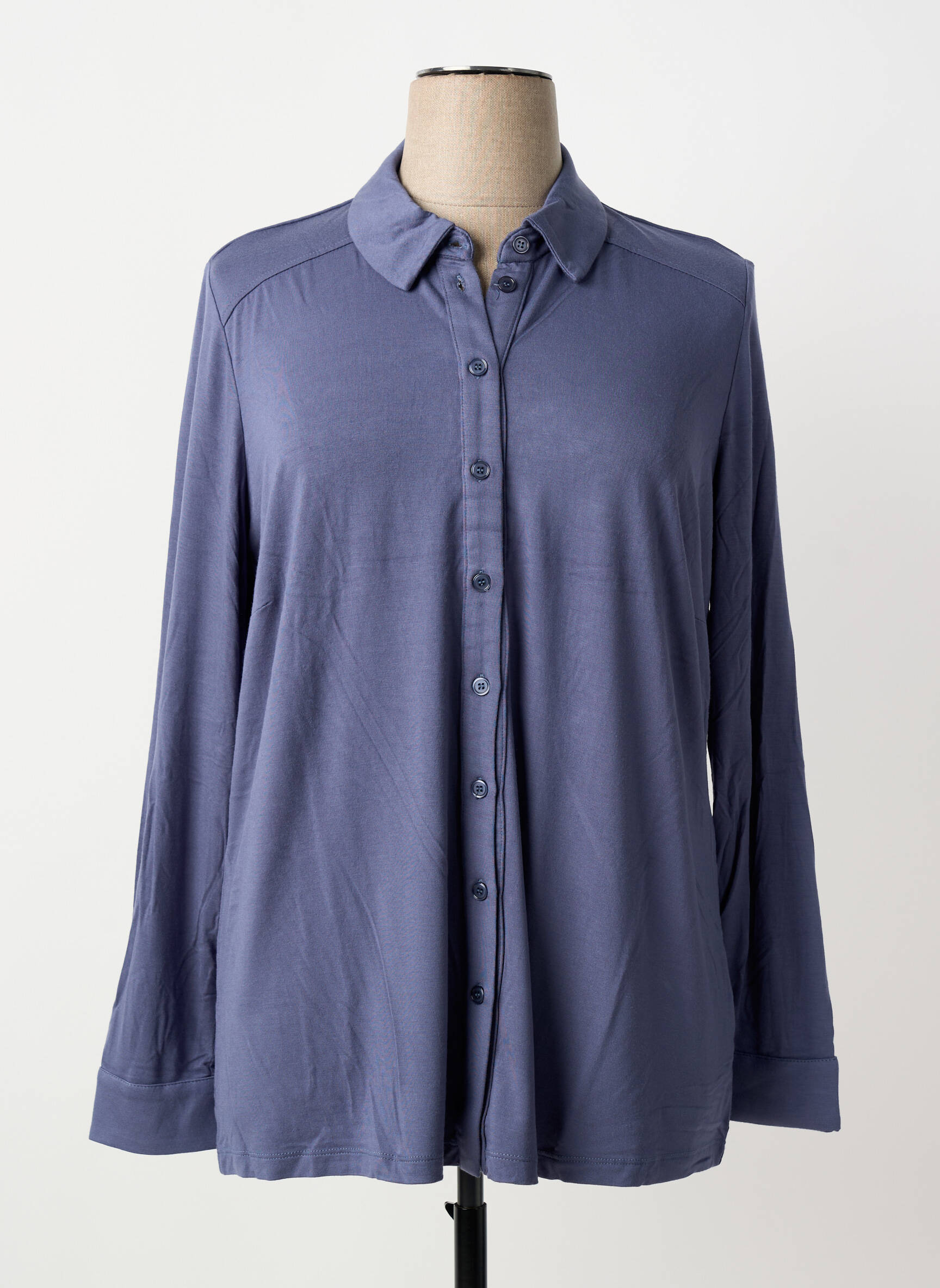Chemisier coupe droite manches longues bleu SHEEGO femme