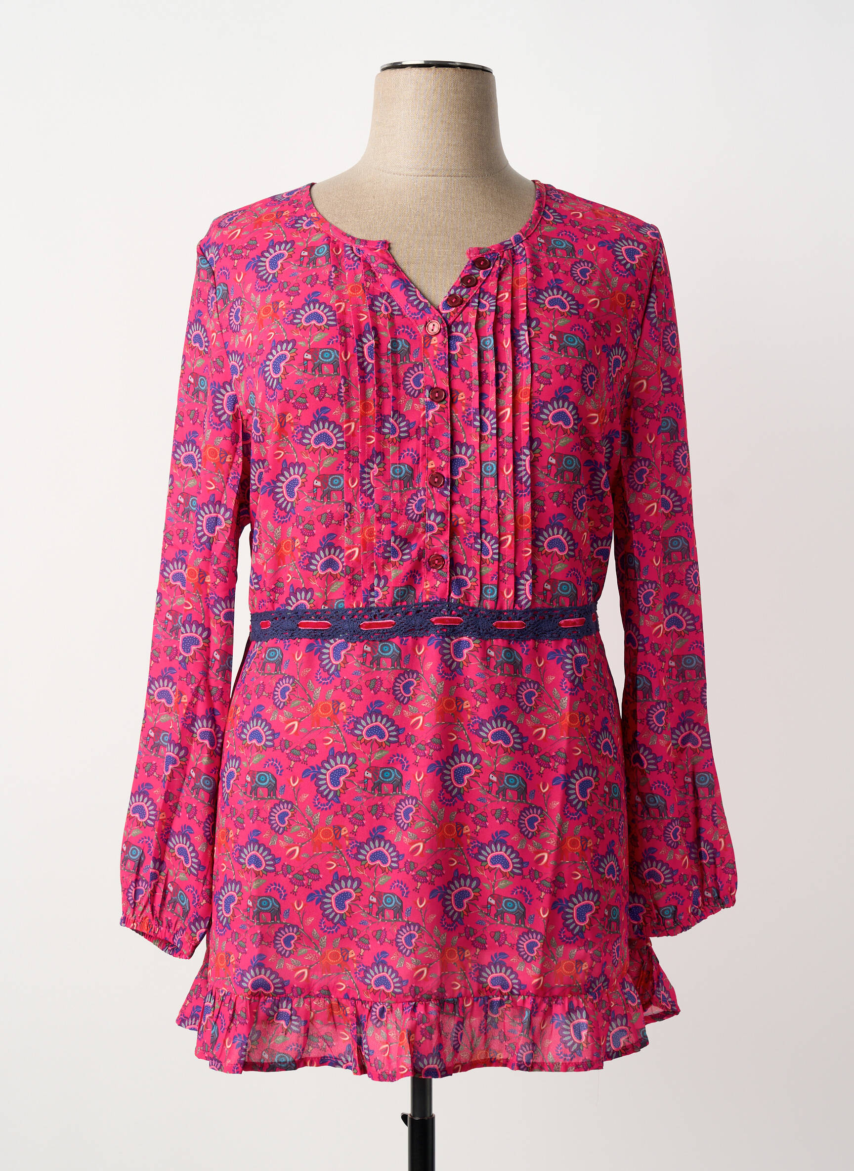 Tunique manches longues imprimé fantaisie rose SHEEGO femme