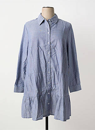 Robe mi-longue manches longues manches longues bleu SHEEGO femme