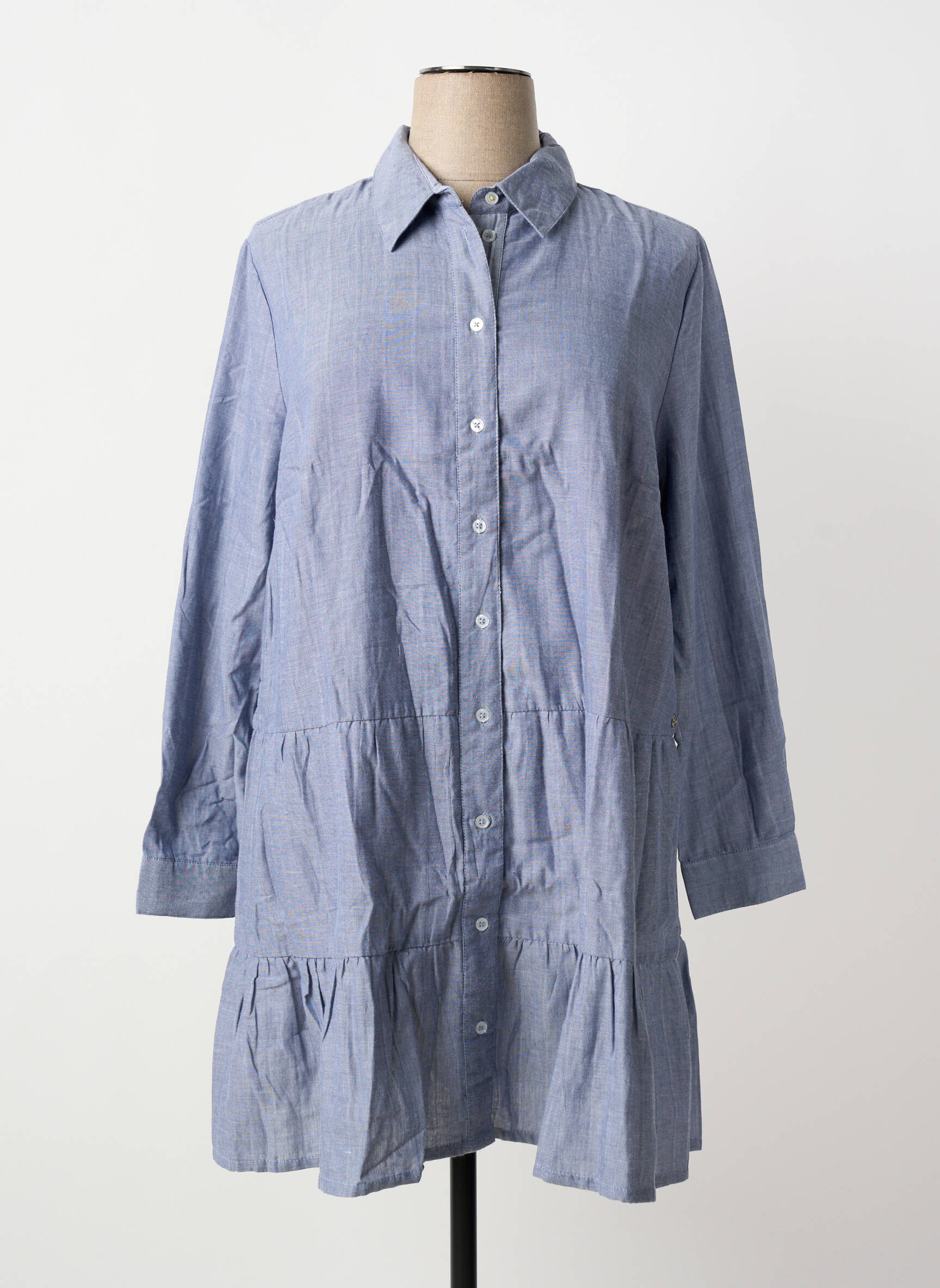 Robe mi-longue manches longues manches longues bleu SHEEGO femme
