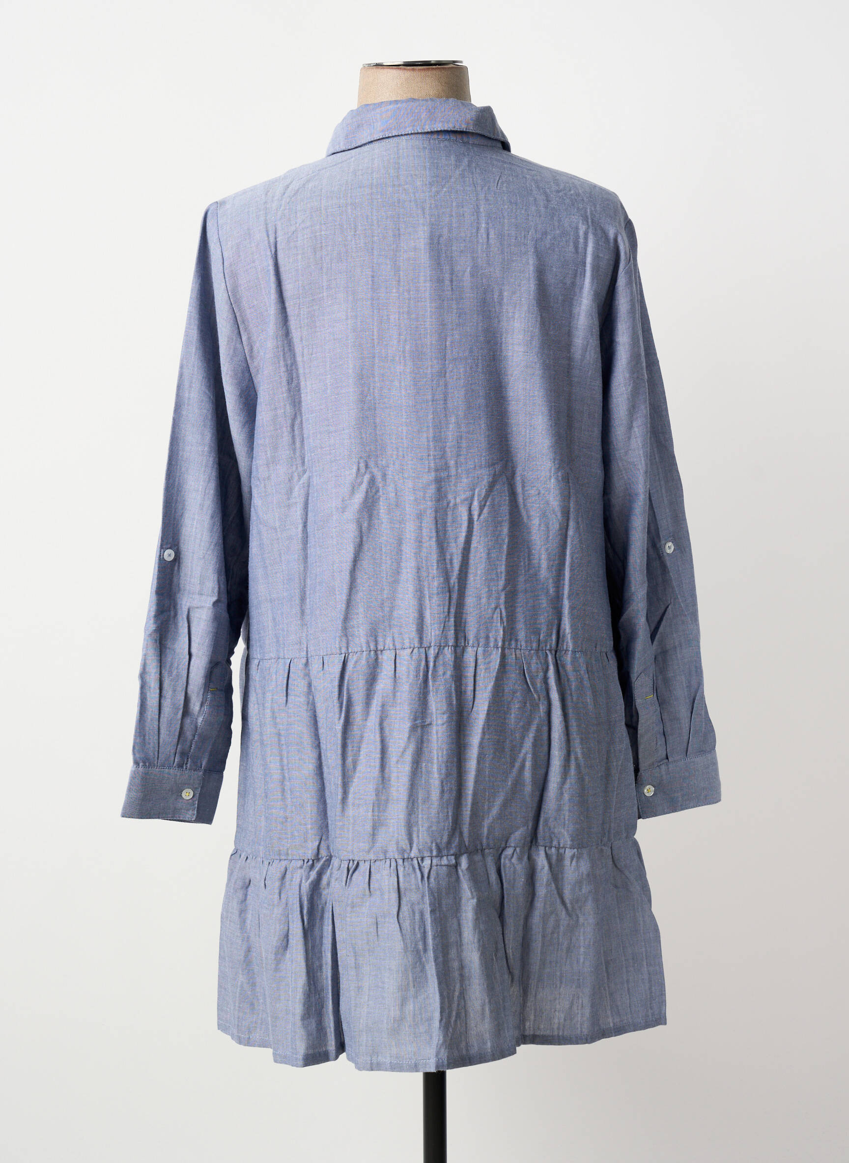 Robe mi-longue manches longues manches longues bleu SHEEGO femme