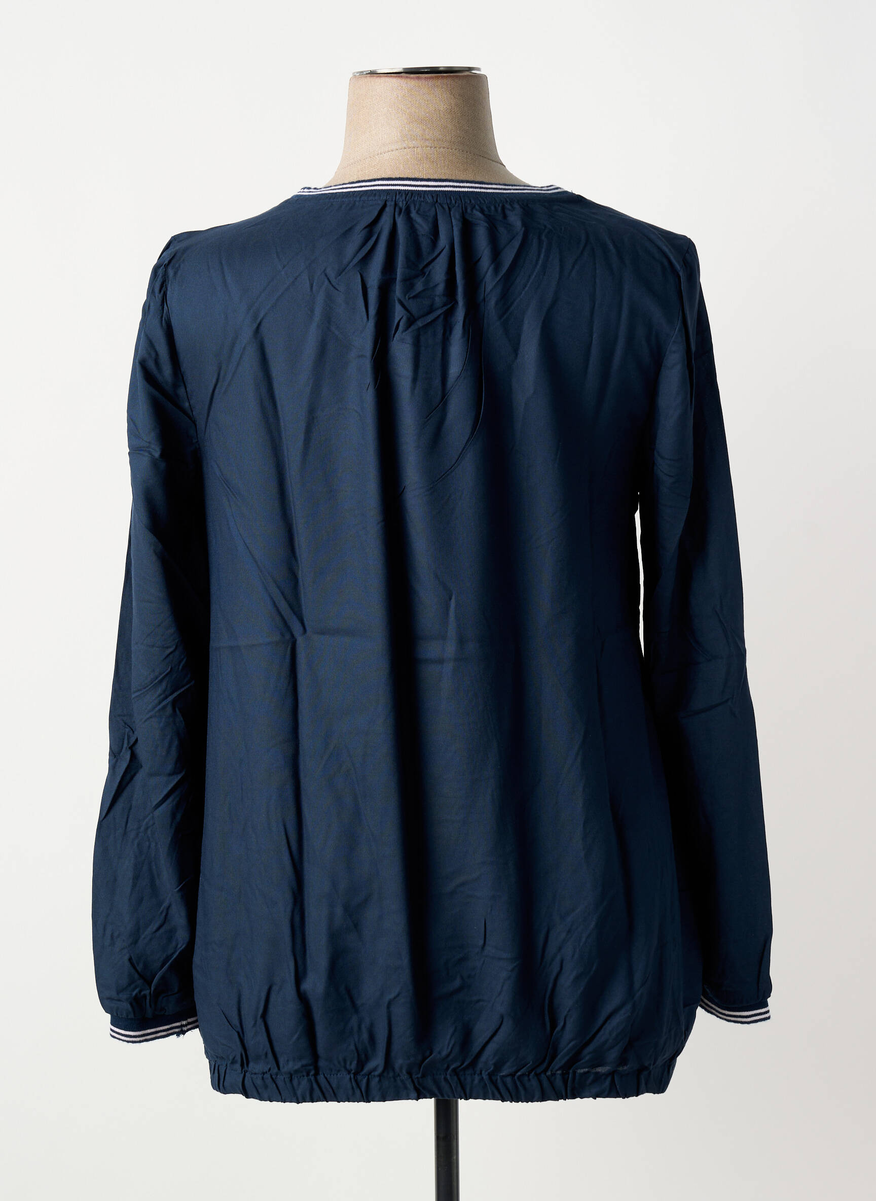 Blouse col rond manches longues bleu SHEEGO femme