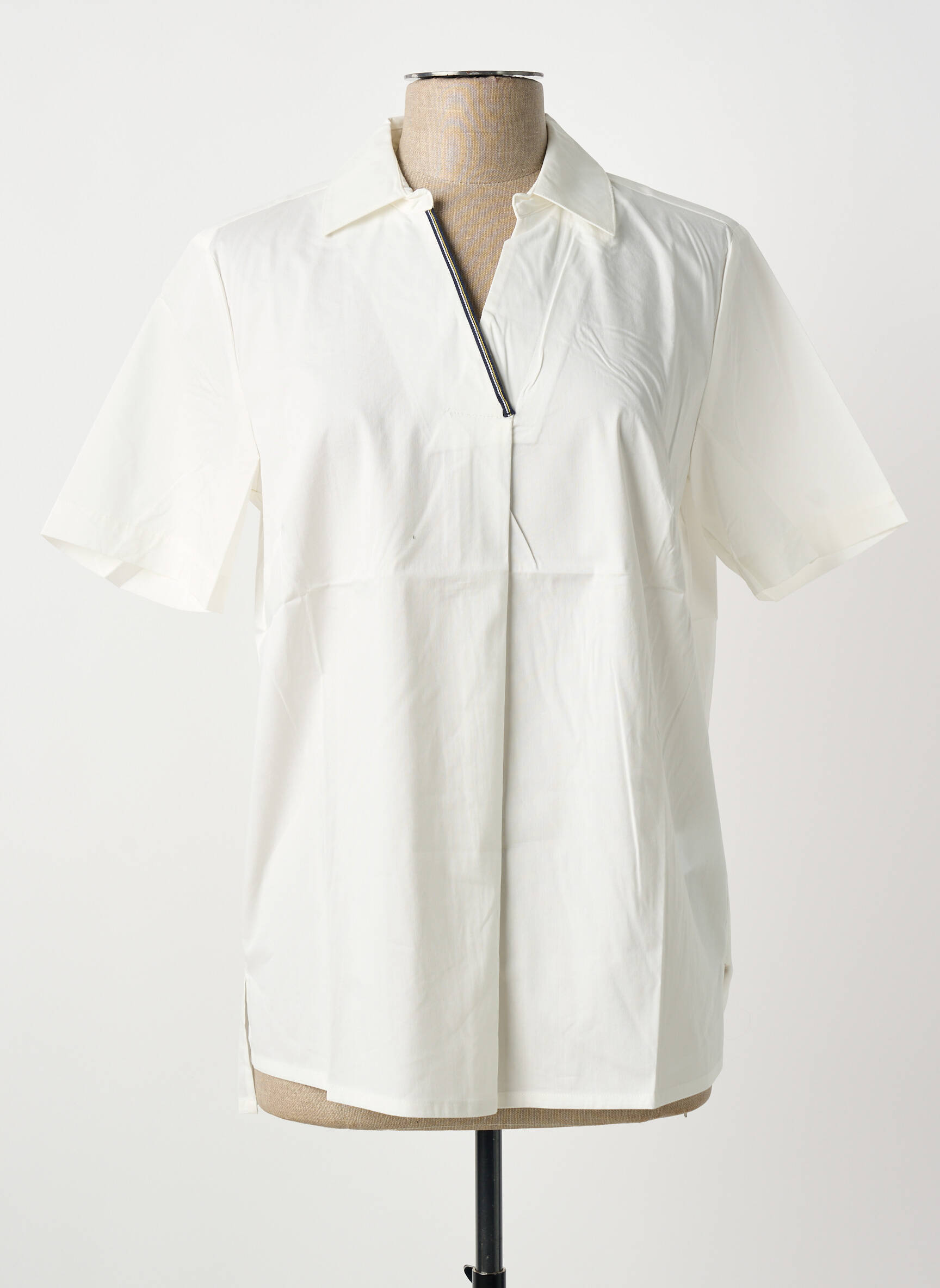 Blouse tissage popeline manches courtes blanc SHEEGO femme