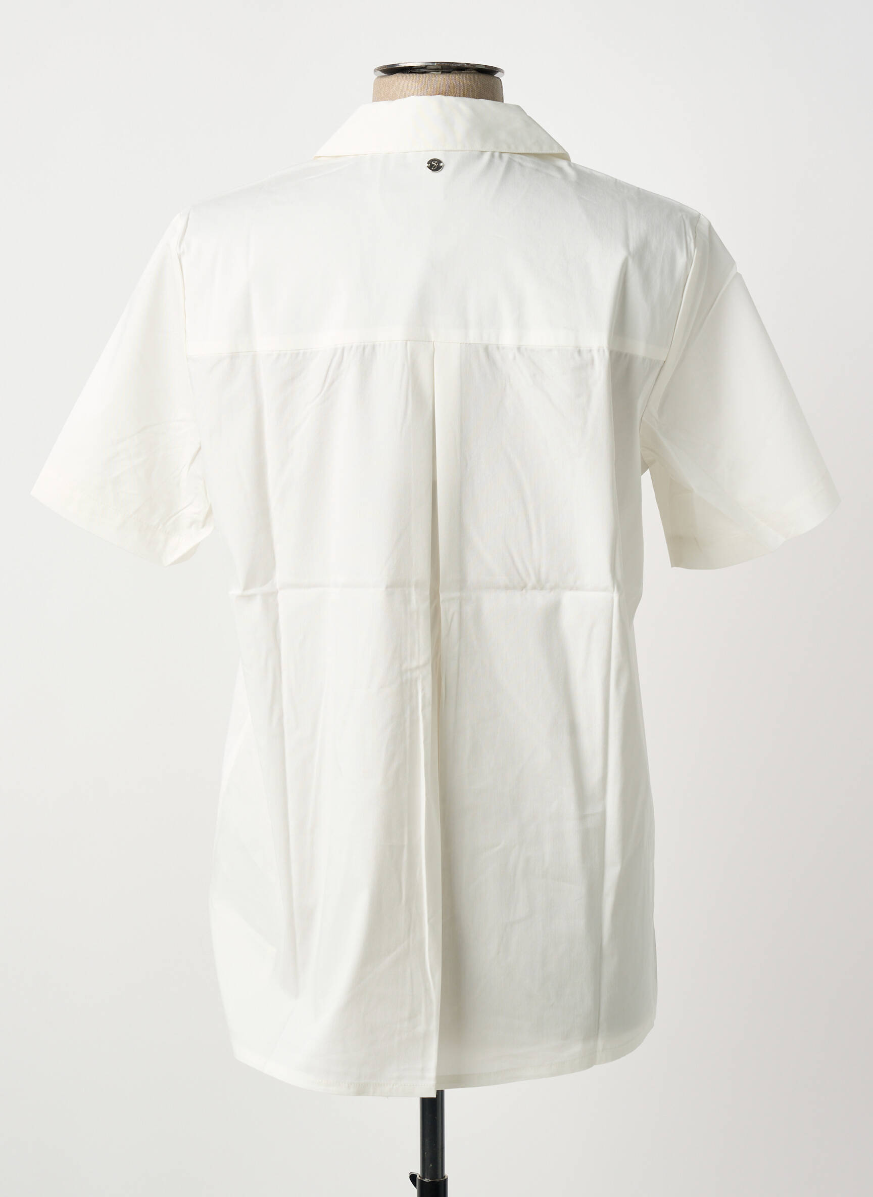 Blouse tissage popeline manches courtes blanc SHEEGO femme