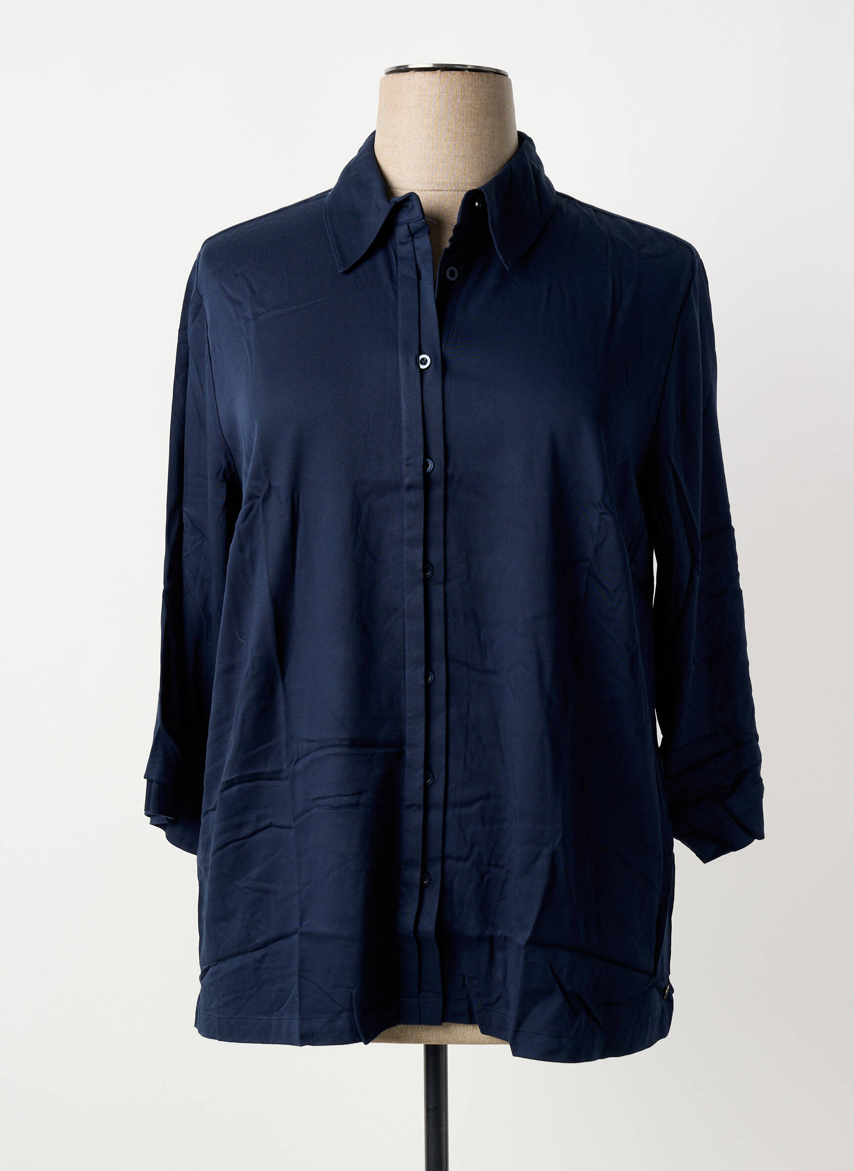 Chemisier coupe droite manches longues bleu SHEEGO femme