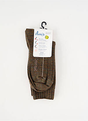 Chaussettes imprimé fantaisie marron PERRIN homme