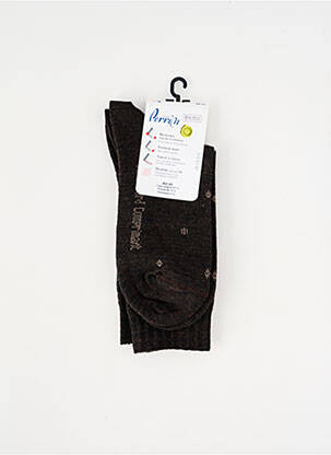 Chaussettes imprimé fantaisie marron PERRIN homme
