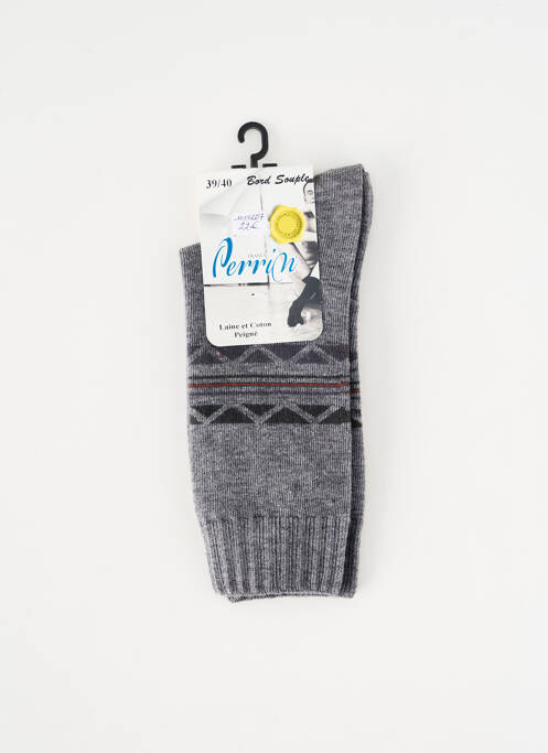 Chaussettes imprimé fantaisie gris PERRIN homme