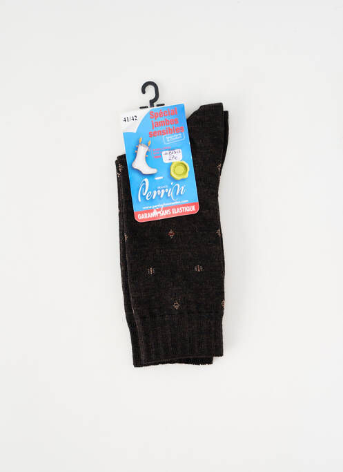 Chaussettes imprimé fantaisie marron PERRIN homme