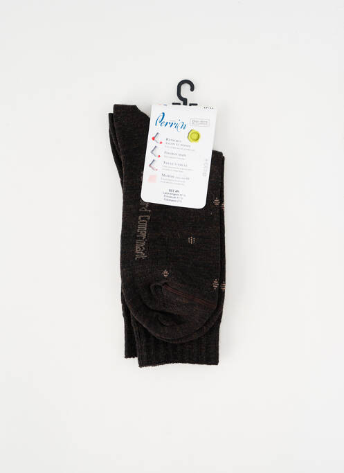 Chaussettes imprimé fantaisie marron PERRIN homme
