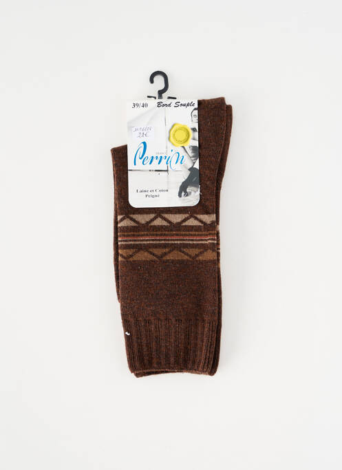 Chaussettes imprimé fantaisie marron PERRIN homme