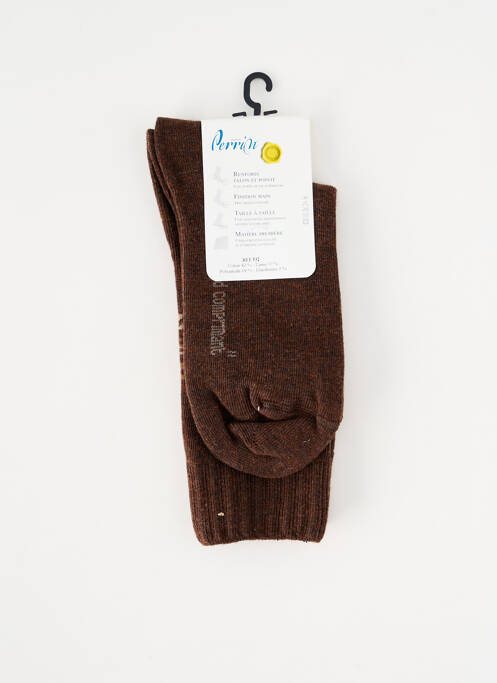 Chaussettes imprimé fantaisie marron PERRIN homme