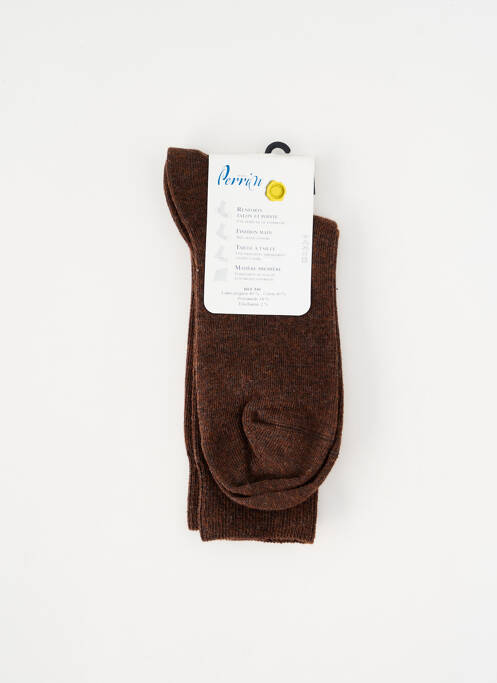Chaussettes stretch marron PERRIN homme