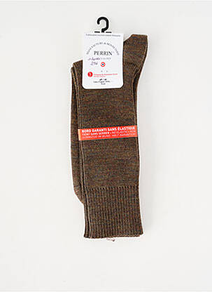 Chaussettes stretch marron clair PERRIN homme