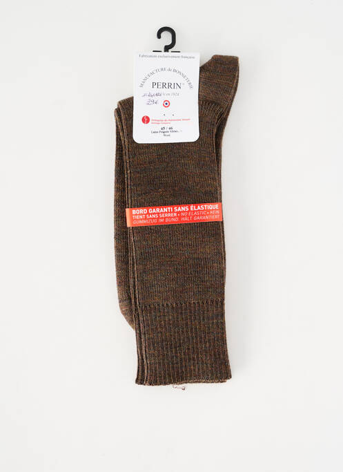Chaussettes stretch marron clair PERRIN homme