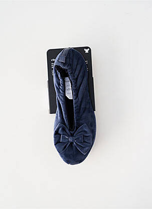 Chaussons/pantoufles semelle extérieure cuir talon plat jusqu'à 3cm bleu GLOVE STORY femme