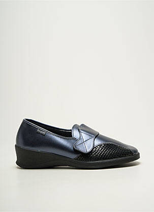 Chaussons/pantoufles tissage satiné talon de 4 à 6cm bleu FARGEOT femme