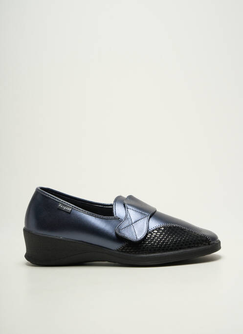 Chaussons/pantoufles tissage satiné talon de 4 à 6cm bleu FARGEOT femme