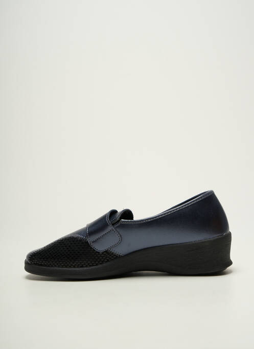 Chaussons/pantoufles tissage satiné talon de 4 à 6cm bleu FARGEOT femme