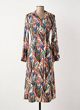 Robe mi-longue imprimé fleurs manches longues beige LE PETIT BAIGNEUR femme